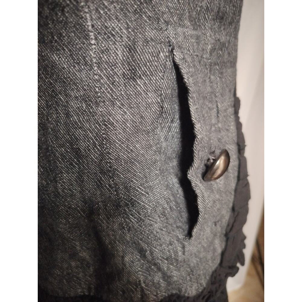Double Breasted Linen & Cotton Ruffled Jacket, Size S - Picture 3 of 11